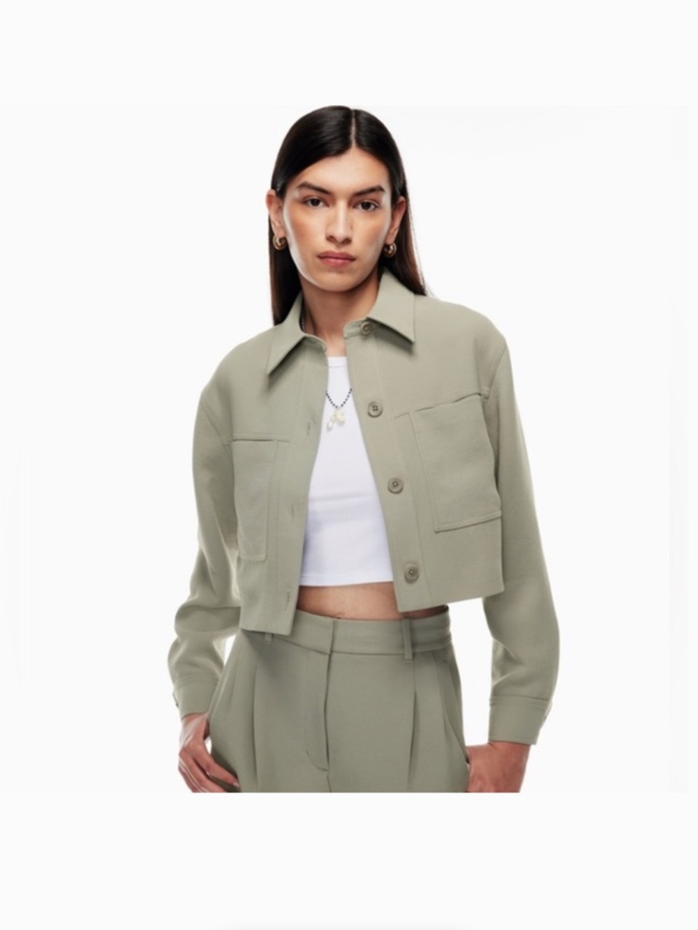 Aritzia Wilfred little Cropped Jacket in Sage green